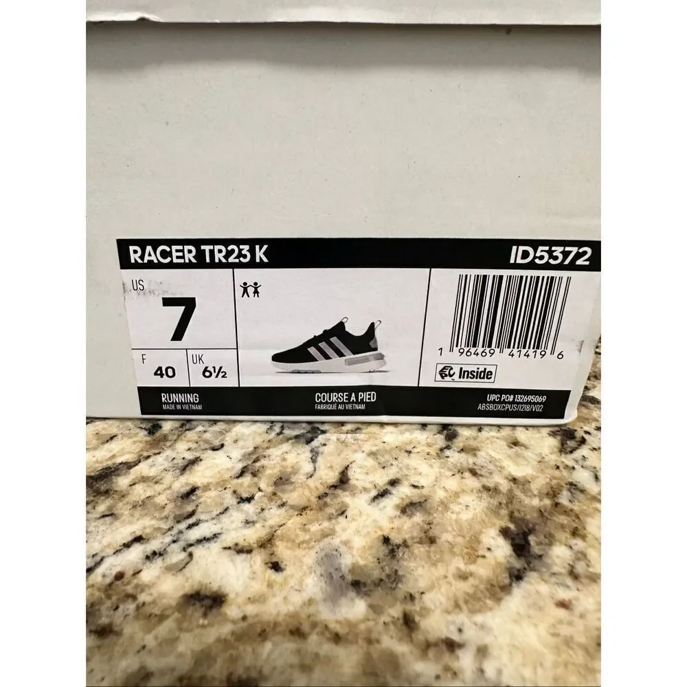 Adidas Black and White Racer TR23K Runner Iridescent Stripe Size Women’s 7